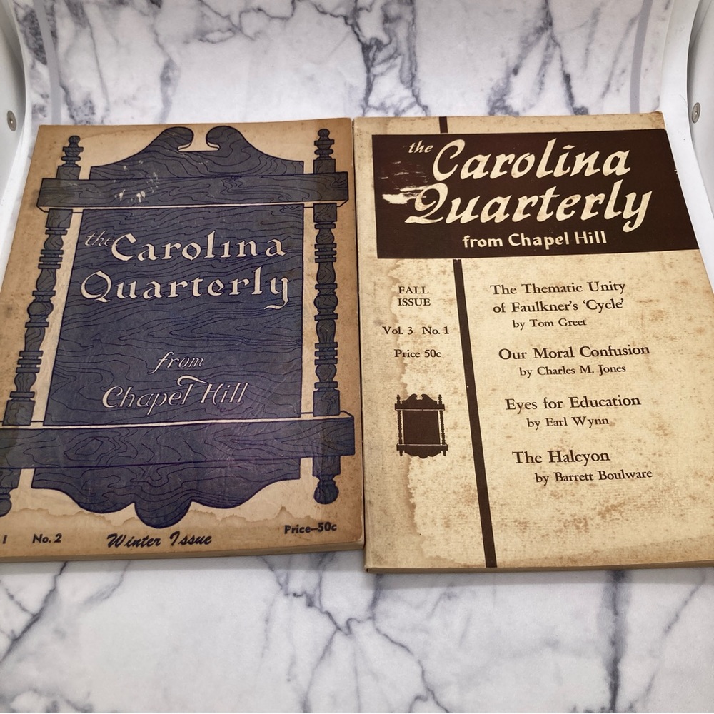 2 Vintage Issues of Carolina Quarterly from Chapel Hill 1949 & 1950 Ephemera